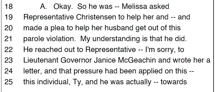 Chad Christensen deposition page 78, McGeachin contact