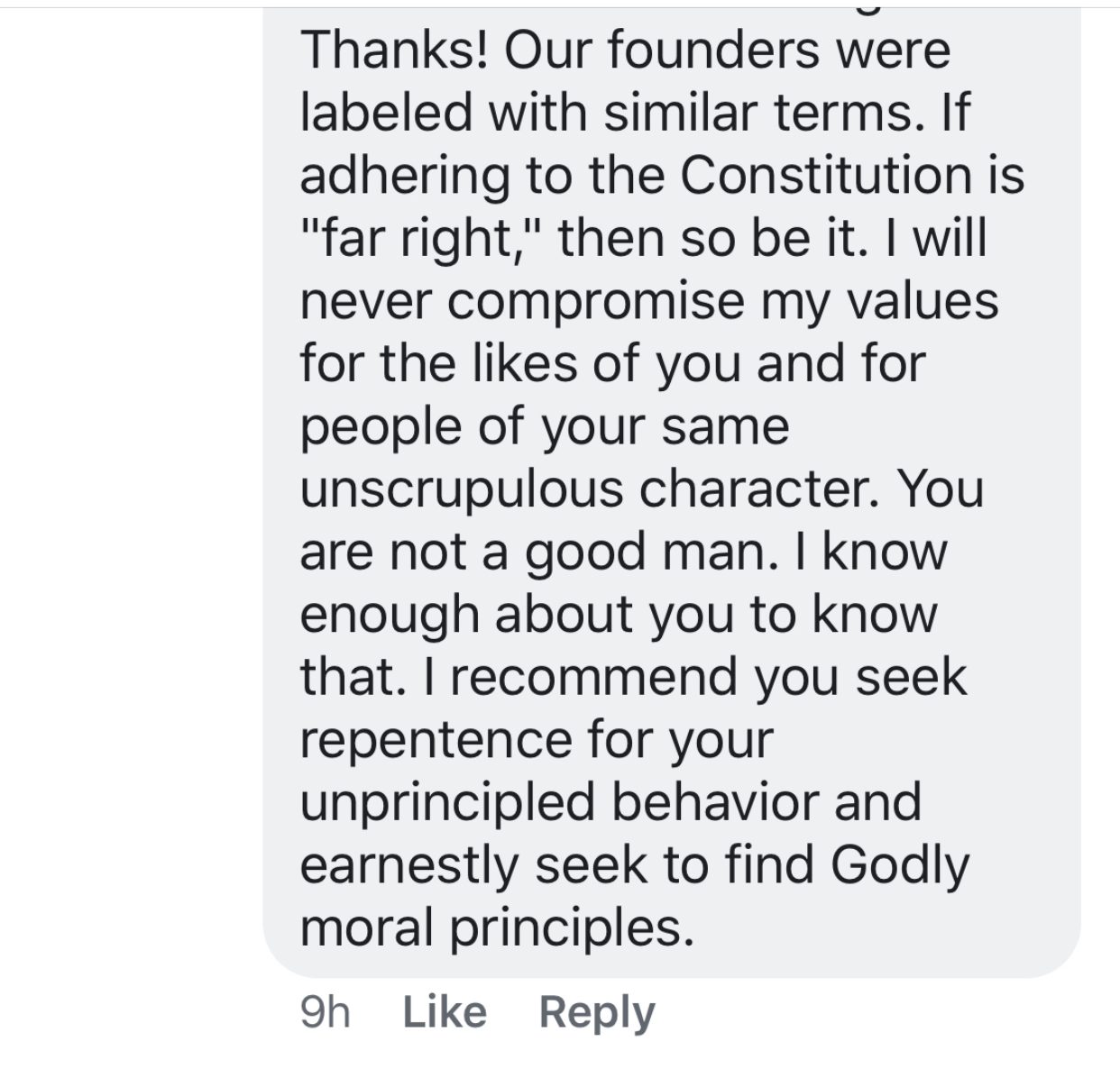 Chad Christensen reply comparing himself to Founding Fathers