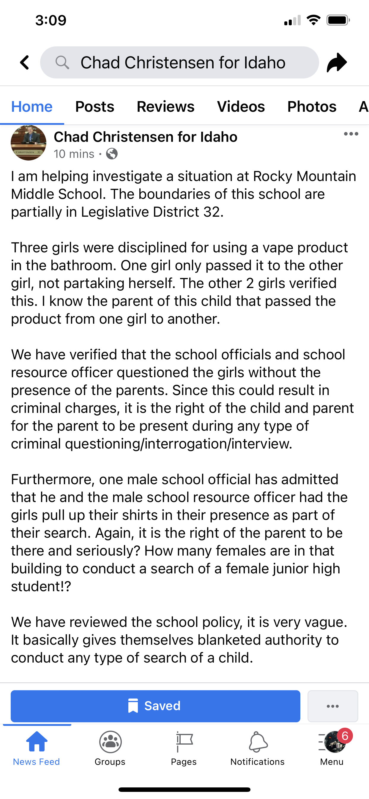 Chad Christensen For Idaho Facebook page 2022 screenshot