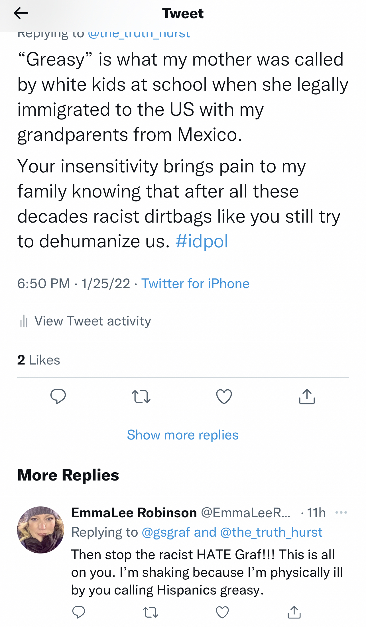 Gregory Graf's response explaining 'Greasy' is a racist slur his Mexican immigrant mother was called