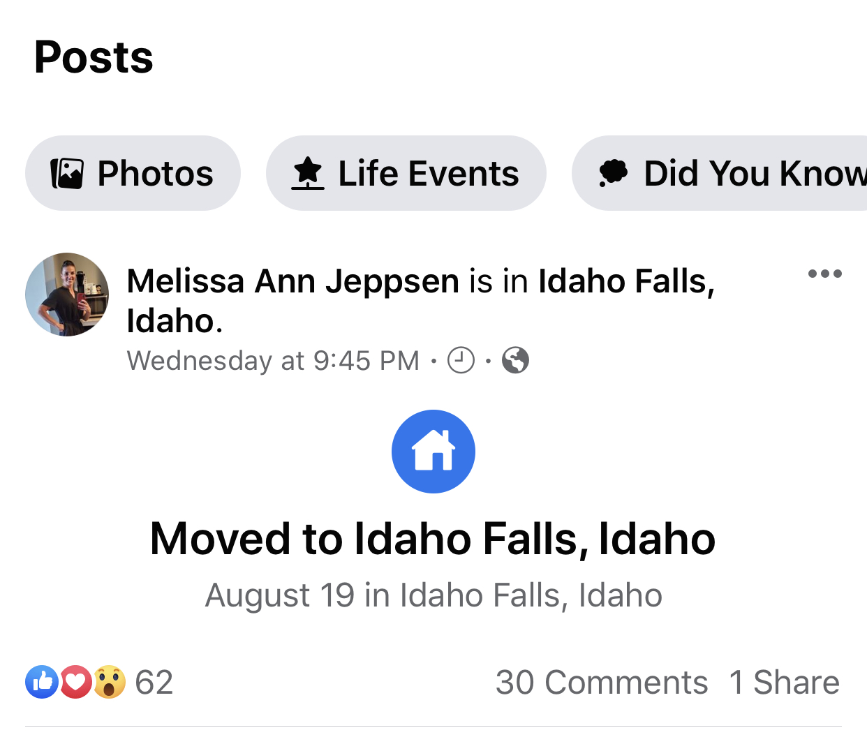 Melissa Ann Jeppsen Facebook profile, Idaho Falls