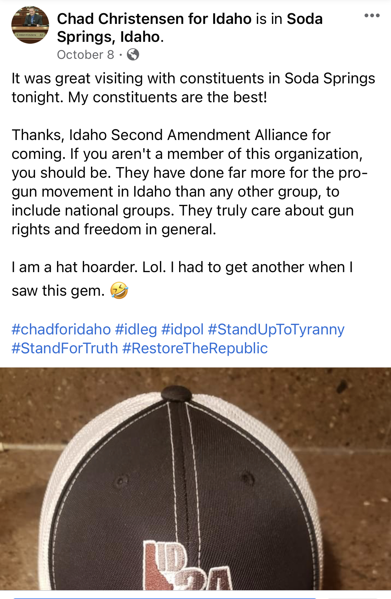 Chad Christensen in Soda Springs Idaho post