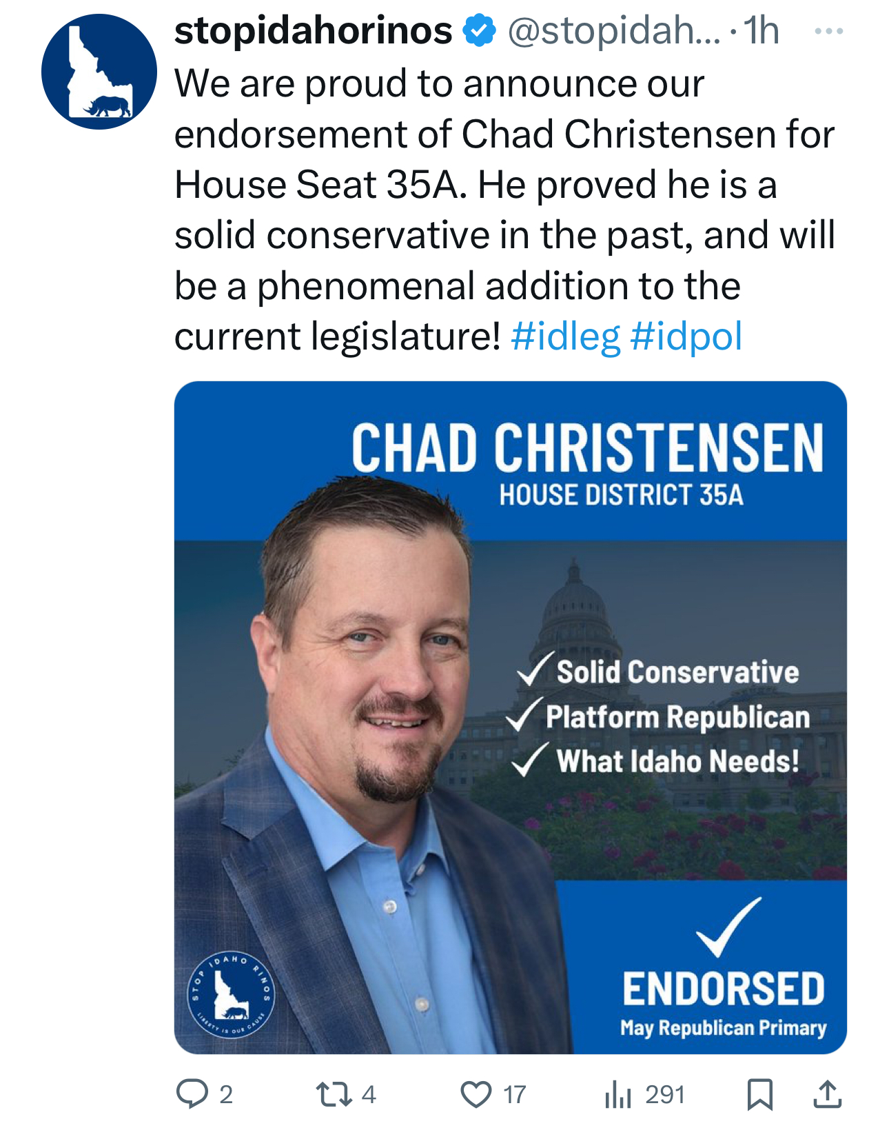 Stop Idaho RINOs endorsement of Chad Christensen for District 35A 2026