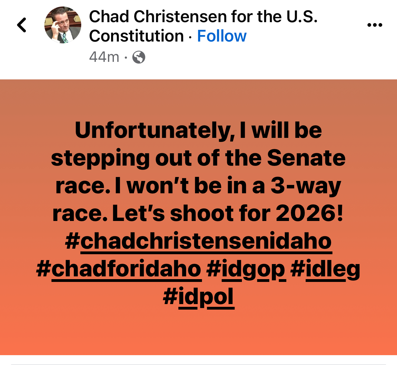 Chad Christensen For U.S. Congress post