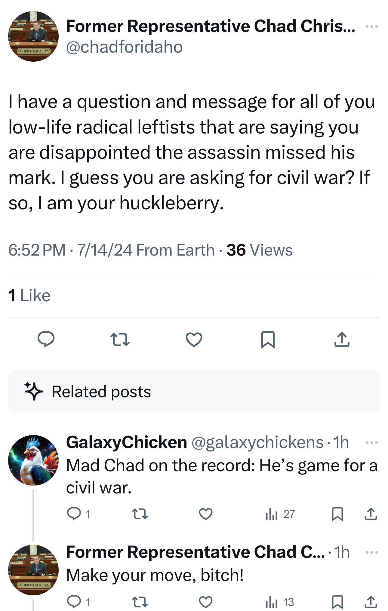 @chadforidaho Twitter/X post