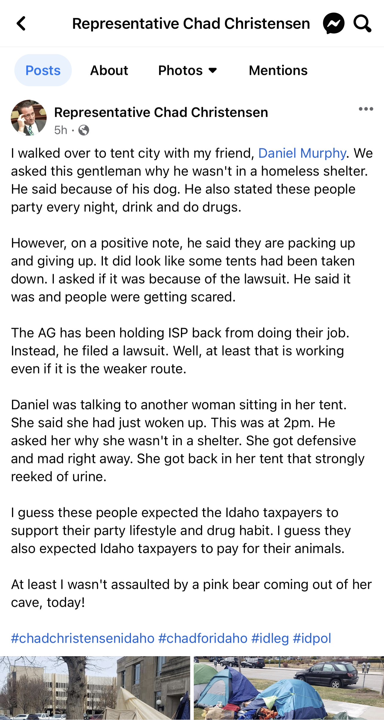 Representative Chad Christensen post